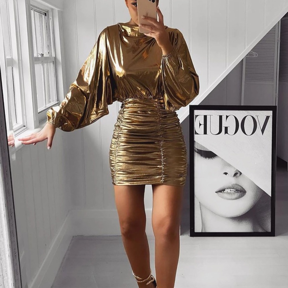 Wanting More Ruched Mini Dress